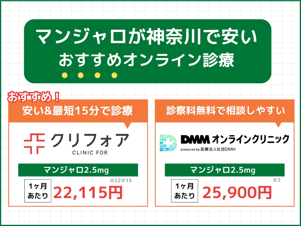 横浜のマンジャロが安いオンラインクリニック