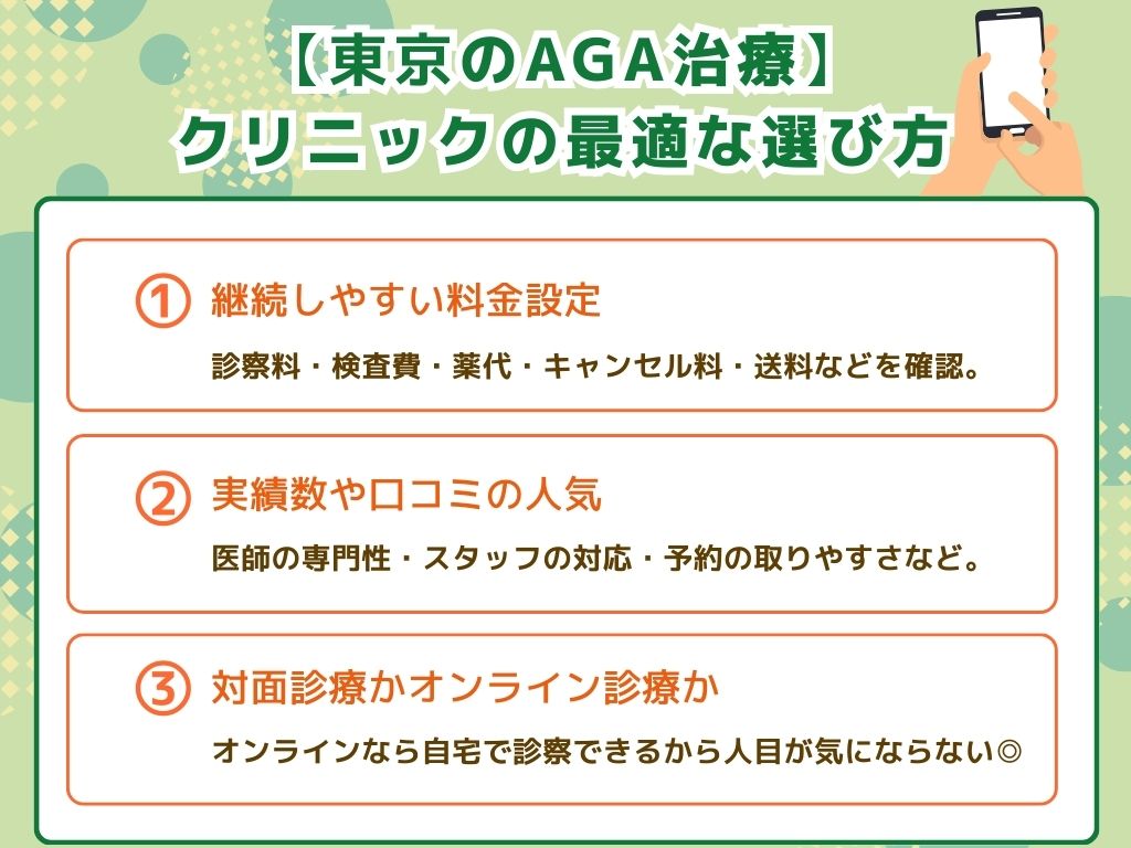 東京でAGA治療！クリニック選び方