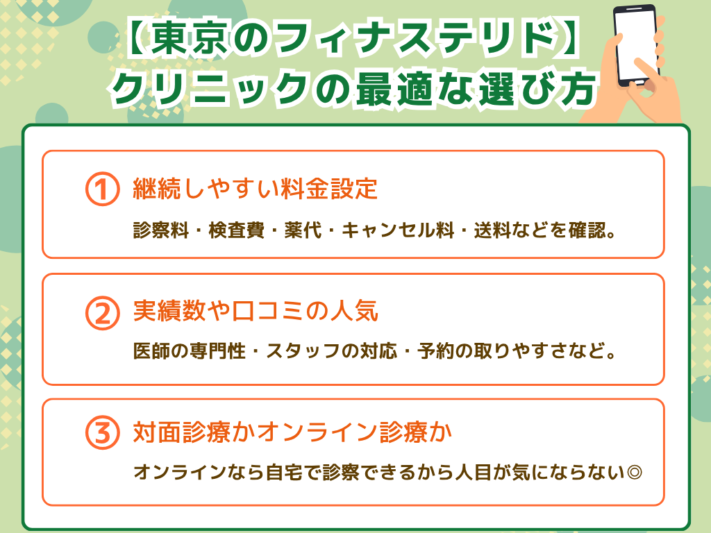 東京でフィナステリド!クリニック選び方