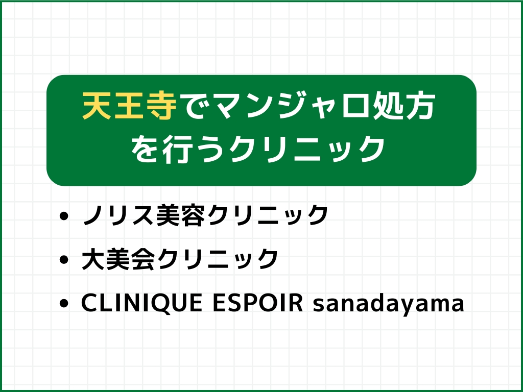 天王寺でマンジャロ処方できるクリニック外来