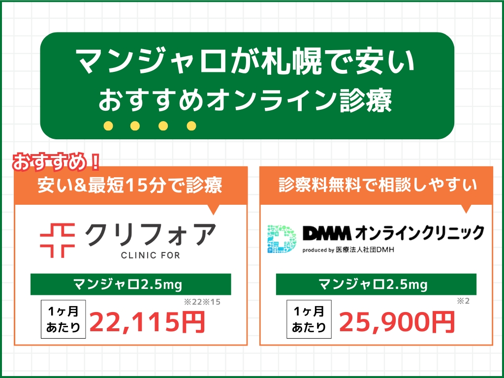 札幌のマンジャロ注射が安いクリニック【オンライン】